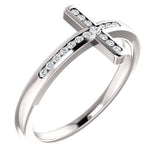 14K Yellow Gold 1/10 CTW Diamond Sideways Cross Ring - Pranic Lifestyle