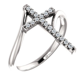 Platinum 1/8 CTW Diamond Cross Ring - Pranic Lifestyle