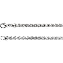Sterling Silver 4 mm Solid Wheat Chain - Pranic Lifestyle