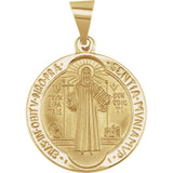 14K Yellow Gold 18 mm Round Hollow St. Benedict Medal - Pranic Lifestyle
