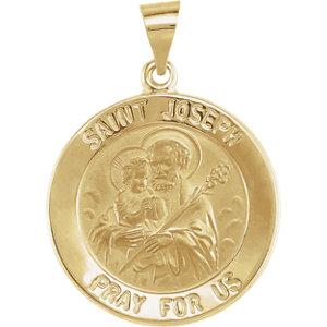 14K Yellow Gold 22 mm Round Hollow Joseph Medal - Pranic Lifestyle