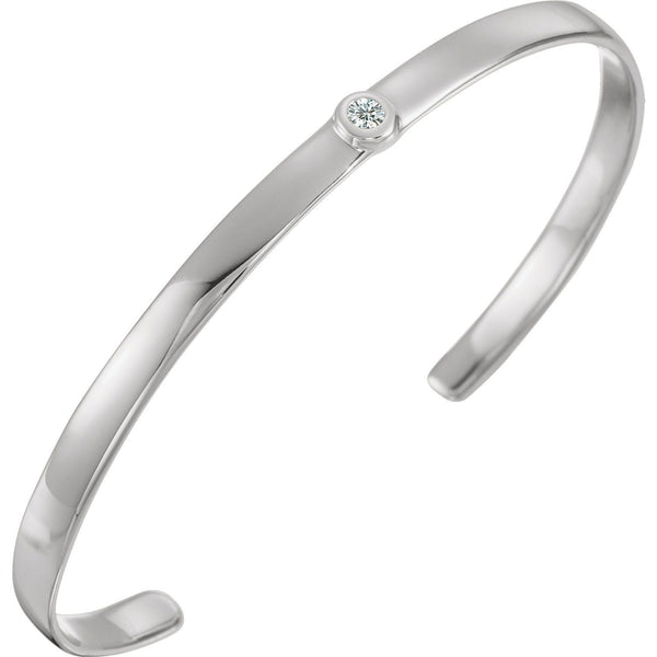 14K White Gold 1/10 CTW Diamond 8" Cuff Bracelet - Pranic Lifestyle