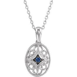 Sterling Silver Blue Sapphire 18" Necklace - Pranic Lifestyle