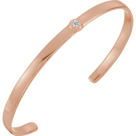 14K Rose Gold 1/10 CTW Diamond 8" Cuff Bracelet - Pranic Lifestyle