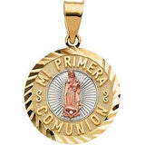 14K Yellow & Rose Gold 26x18 mm Mi Primera Communion (1st Holy Communion) Medal - Pranic Lifestyle