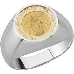 Sterling Silver Round Miraculous Medal Ring - Pranic Lifestyle